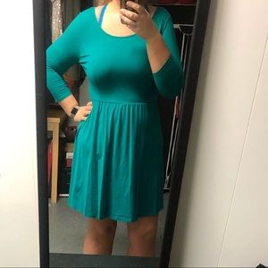 Teal long sleeve dress